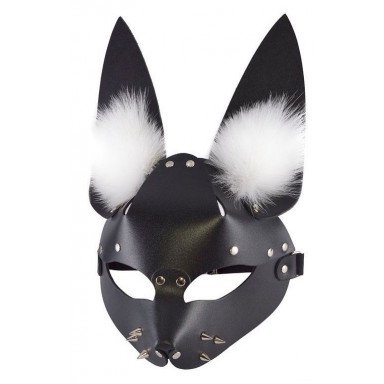 Черная маска Зайка с меховыми ушками, фото