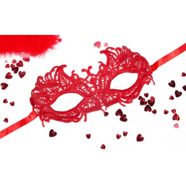 Красная ажурная текстильная маска Андреа, фото