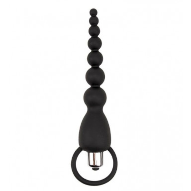 Чёрная анальная цепочка с вибрацией Sex Expert - 15,5 см., фото