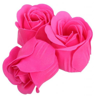 Розовые мыльные розы в шкатулке-сердце С любовью - 3 шт., фото
