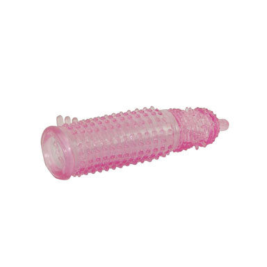 Закрытая розовая насадка на пенис с пупырышками - 10 см. фото 2