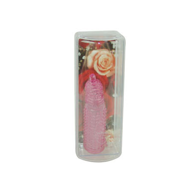 Закрытая розовая насадка на пенис с пупырышками - 10 см. фото 3