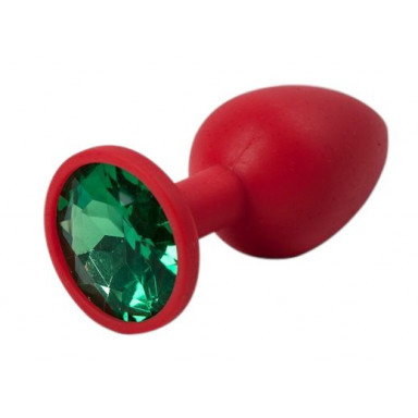 Красная силиконовая пробка с зеленым кристаллом - 7,1 см., фото