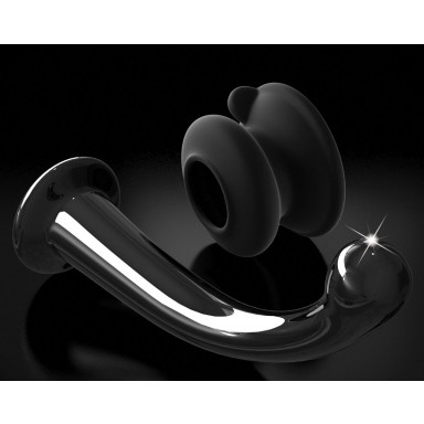 Черный стеклянный фаллоимитатор Icicles №87 с силиконовой присоской - 15,5 см. фото 4