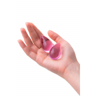 Розовые стеклянные вагинальные шарики в форме капелек фото 4