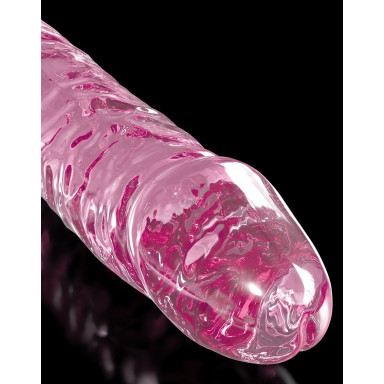 Розовый стеклянный фаллоимитатор Icicles №86 с силиконовой присоской - 17 см. фото 3