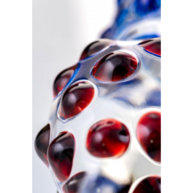 Двусторонний стеклянный фаллос со спиралью и шишечками - 20,5 см. фото 4