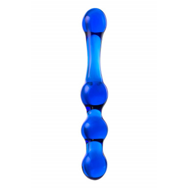Синий стеклянный фаллоимитатор с наплывами - 20,5 см., фото