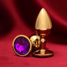 Золотистая анальная пробка с фиолетовым кристаллом, фото