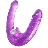Фиолетовый двухсторонний фаллоимитатор с вибропулей - 35 см., фото