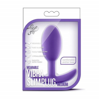 Фиолетовая анальная пробка Wearable Vibra Slim Plug Medium - 10,1 см. фото 2