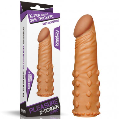 Коричневая насадка-удлинитель Add 2 Pleasure X Tender Penis Sleeve - 18 см. фото 2