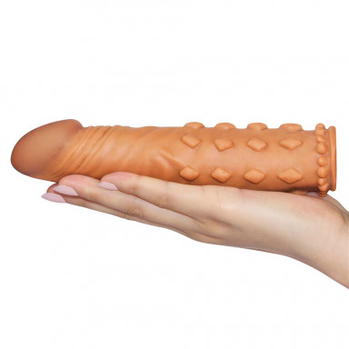 Коричневая насадка-удлинитель Add 2 Pleasure X Tender Penis Sleeve - 18 см. фото 3