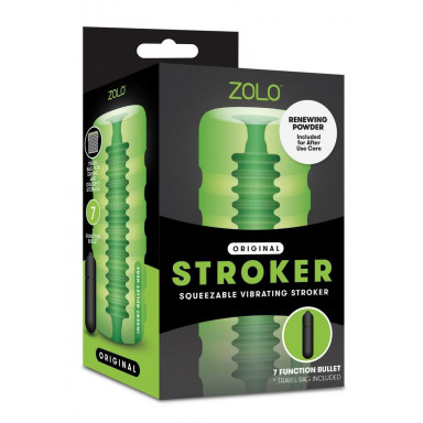 Зеленый мастурбатор с вибрацией Zolo Original Squeezable Vibrating Stroker фото 3