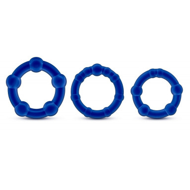 Набор из 3 синих эрекционных колец Stay Hard Beaded Cockrings, фото