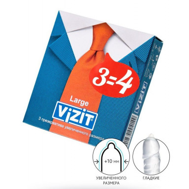 Презервативы VIZIT Large увеличенного размера - 3 шт., фото