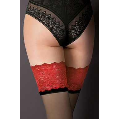 Чулки Victoria с ажурной резинкой на силиконе, 1-2 размер, черный, красный, фото