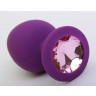 Фиолетовая силиконовая пробка с розовым стразом - 9,5 см., фото