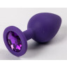 Фиолетовая силиконовая анальная пробка с фиолетовым стразом - 8,2 см., фото