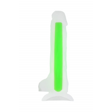 Прозрачно-зеленый фаллоимитатор, светящийся в темноте, Dick Glow - 18 см. фото 2
