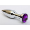Удлинённая серебристая пробка с фиолетовым кристаллом - 11,2 см., фото