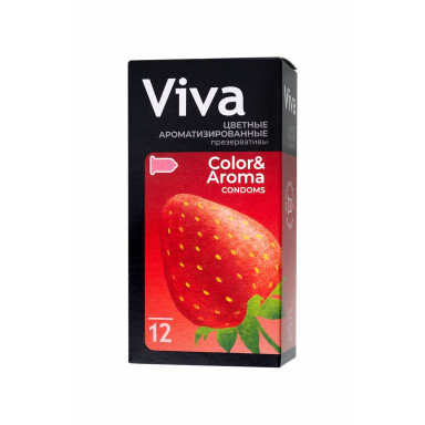 Цветные презервативы VIVA Color Aroma с ароматом клубники - 12 шт. фото 2