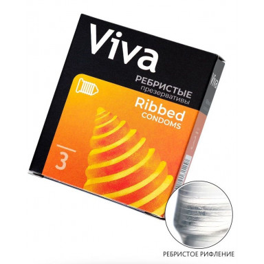 Ребристые презервативы VIVA Ribbed - 3 шт., фото