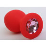 Красная силиконовая пробка с розовым стразом - 8,2 см., фото