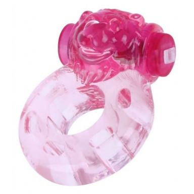 Розовое эрекционное виброкольцо Медвежонок, фото