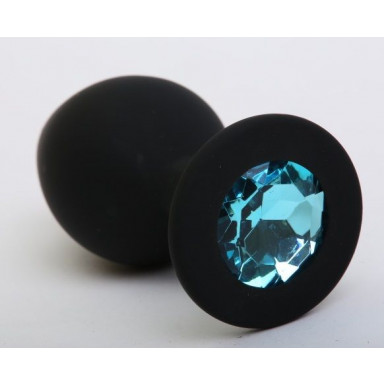 Чёрная силиконовая пробка с голубым стразом - 9,5 см., фото