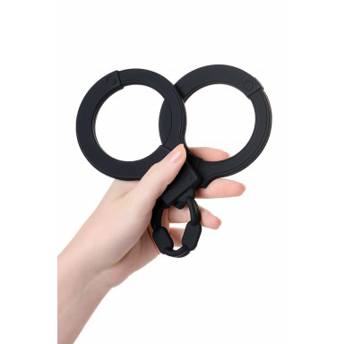 Черные силиконовые наручники A-Toys без ключа фото 3
