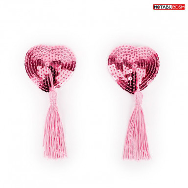 Розовые текстильные пестисы в форме сердечек с кисточками, фото