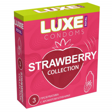 Презервативы с ароматом клубники LUXE Royal Strawberry Collection - 3 шт., фото