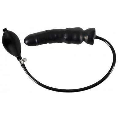 Чёрный надувной фаллоимитатор из латекса Inflatable Latex Dildo - 20 см., фото