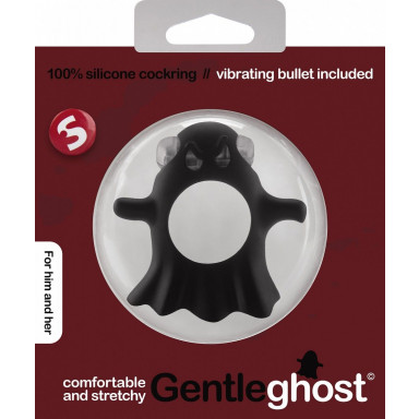 Чёрное эрекционное виброкольцо Gentle Ghost Cockring в виде привидения фото 2
