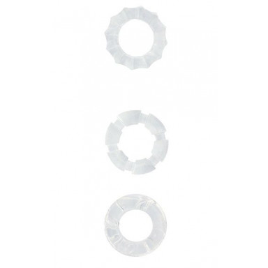 Набор из 3 прозрачных эрекционных колец MENZSTUFF STRETCHY COCK RINGS, фото