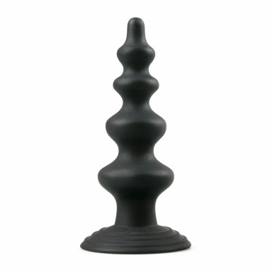 Чёрная фигурная анальная ёлочка Beaded Cone - 13,5 см., фото