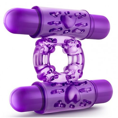 Фиолетовое эрекционное виброкольцо Double Play, фото