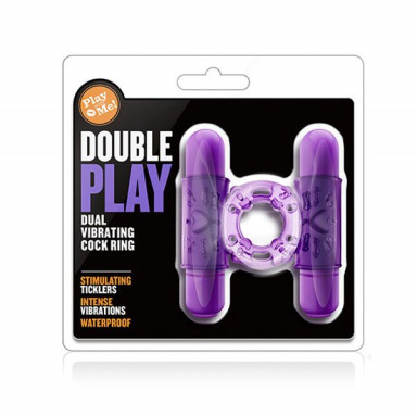 Фиолетовое эрекционное виброкольцо Double Play фото 2