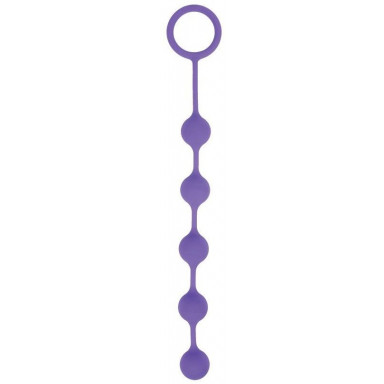 Фиолетовая анальная цепочка с металлическими шариками - 25 см., фото