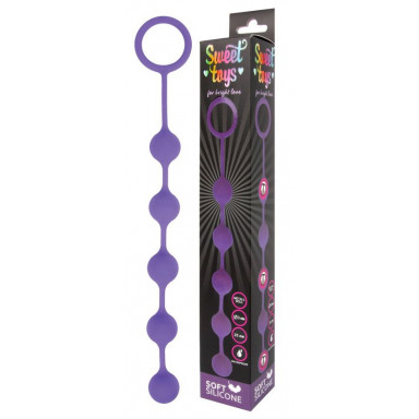 Фиолетовая анальная цепочка с металлическими шариками - 25 см. фото 2