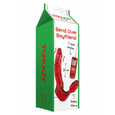 Безремневой вагинальный страпон с вибратором Bend Over Boyfriend Red - 21 см. фото 3