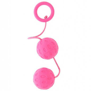 Розовые вагинальные шарики с рельефом GOOD VIBES ROTO BALLS, фото