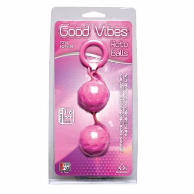 Розовые вагинальные шарики с рельефом GOOD VIBES ROTO BALLS фото 2