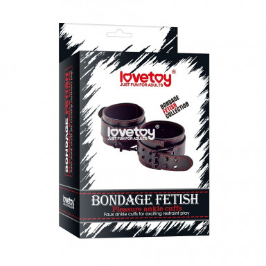 Черные поножи Bondage Fetish Pleasure Ankle cuffs с контрастной строчкой фото 2