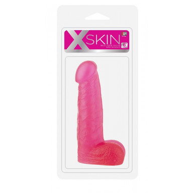 Розовый фаллоимитатор XSKIN 6 PVC DONG - 15,2 см. фото 2