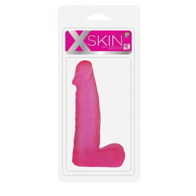 Розовый фаллоимитатор средних размеров XSKIN 6 PVC DONG - 15 см. фото 2