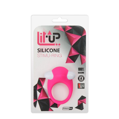 Розовое эрекционное кольцо LIT-UP SILICONE STIMU RING 6 фото 2