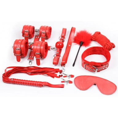 Набор красных БДСМ-аксессуаров Bandage Kits из 10 предметов, фото