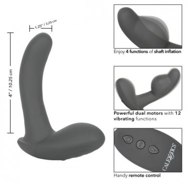 Серый стимулятор простаты Remote Control Inflatable Probe с вибрацией и функцией расширения - 11,5 см. фото 4